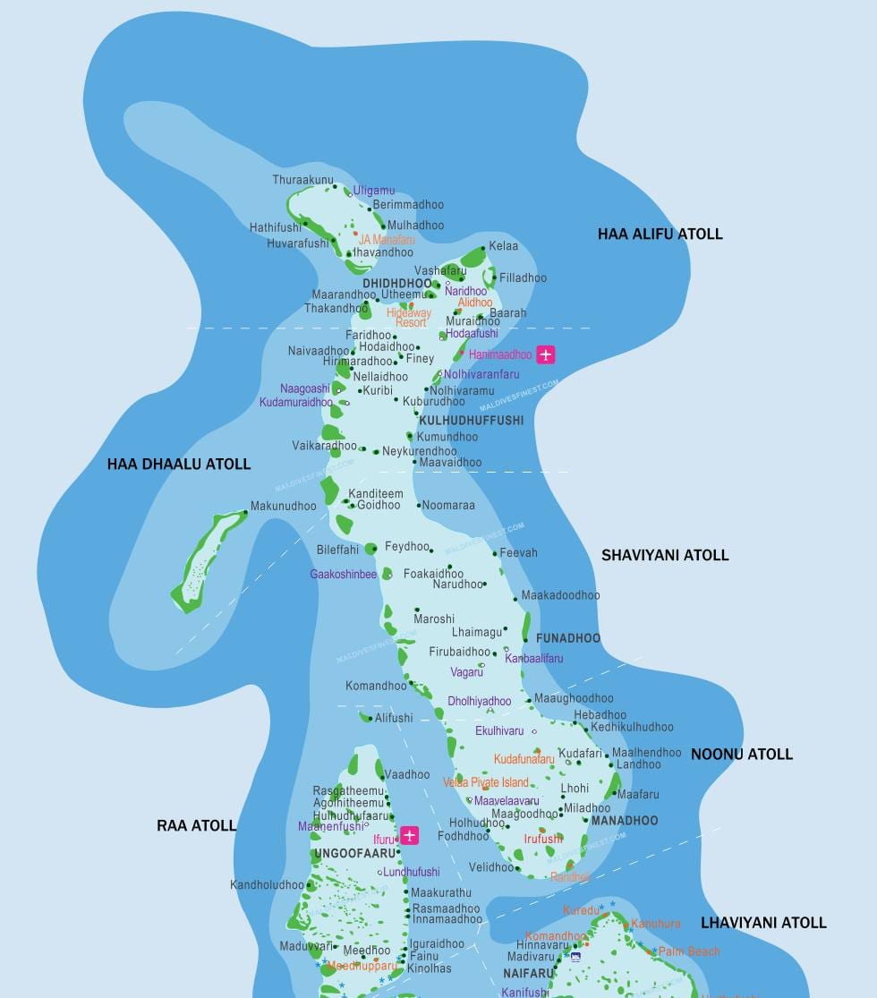 ನಕ್ಷೆ ಮಾಲ್ಡೀವ್ಸ್ ಮತ್ತು ಸುತ್ತಮುತ್ತಲಿನ ದೇಶಗಳಲ್ಲಿ